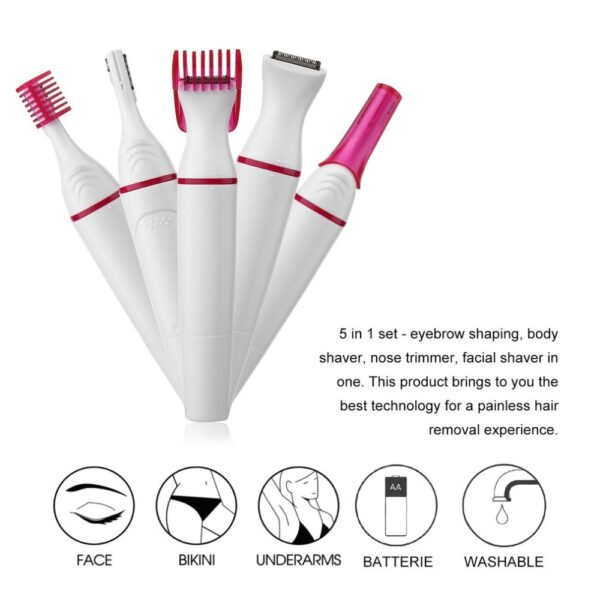 5 In 1 Women Hair Removal Shaver Female Electric Shaving Machine - Image 3