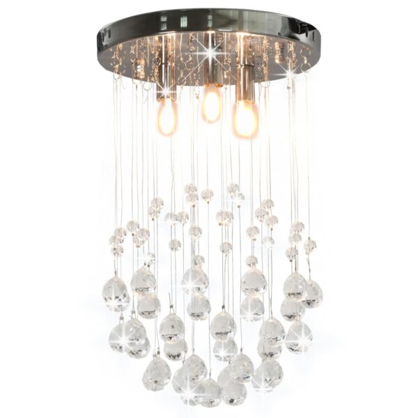 vidaXL Ceiling Lamp with Crystal Beads Silver Sphere 3 x G9 Bulbs - Image 5