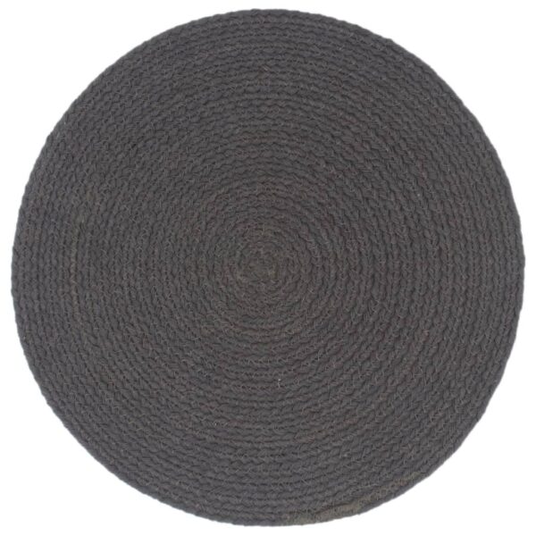 vidaXL Placemats 6 pcs Plain Dark Grey 38 cm Round Cotton - Image 3