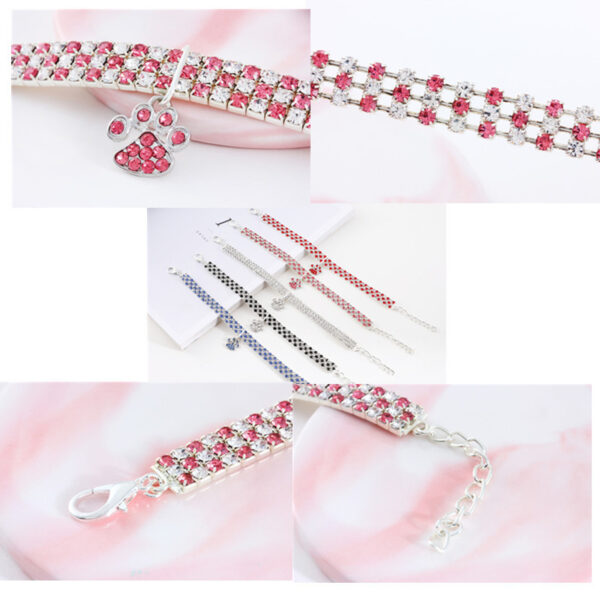 Pet Collar With Diamonds, Mixed-color Cat And Dog Supplies, Cat Claws, Elastic Cat And Dog Necklace Jewelry - Image 9