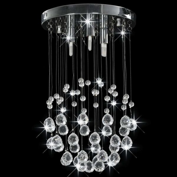 vidaXL Ceiling Lamp with Crystal Beads Silver Sphere 3 x G9 Bulbs - Image 3