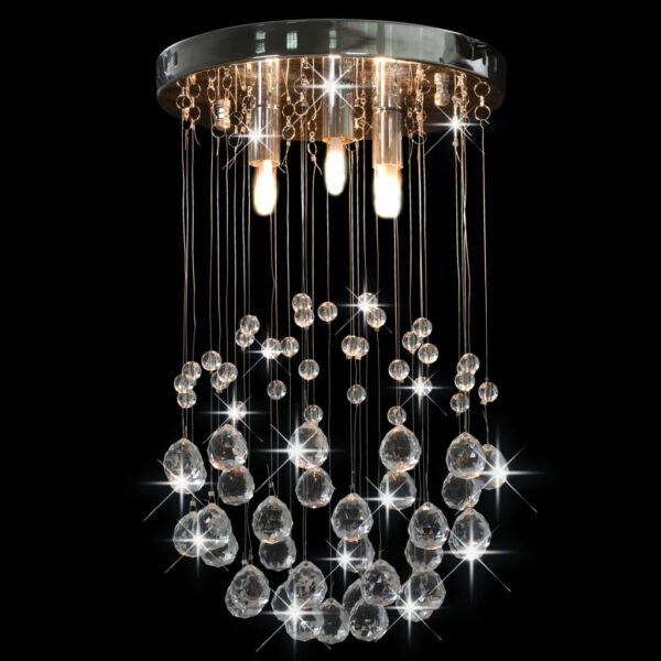 vidaXL Ceiling Lamp with Crystal Beads Silver Sphere 3 x G9 Bulbs - Image 2